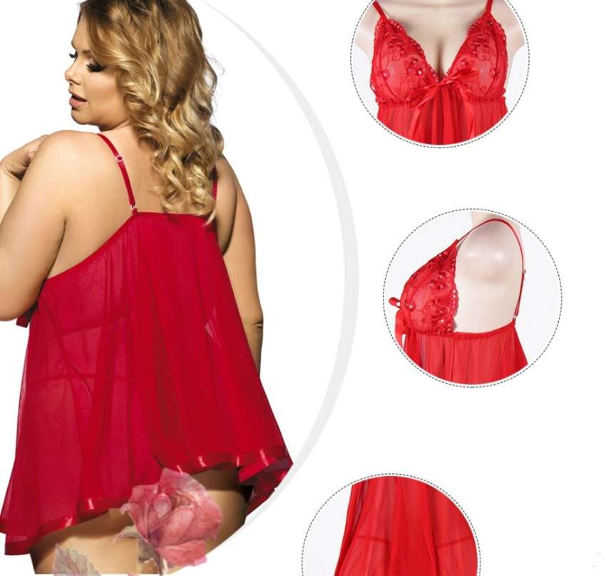 Women Sexy Lingerie Big Code 6XL  Sleepwear Sleepdress - Image 10